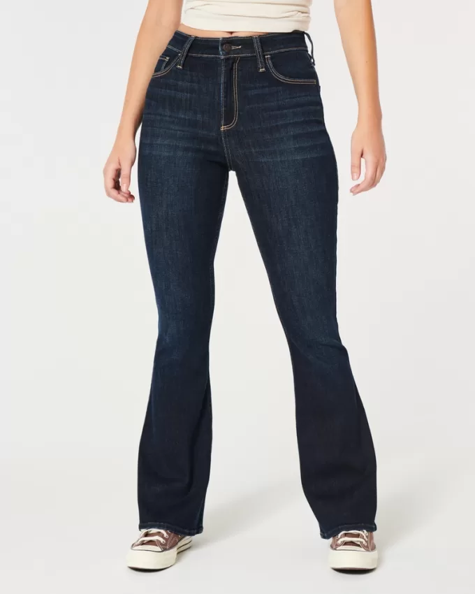 Curvy High-Rise Dark Wash Flare Jeans,Curvy High-Rise Dark Wash Flare Jeans