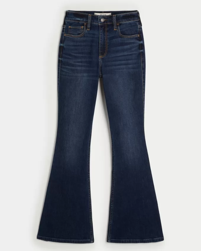 Curvy High-Rise Dark Wash Flare Jeans,Curvy High-Rise Dark Wash Flare Jeans