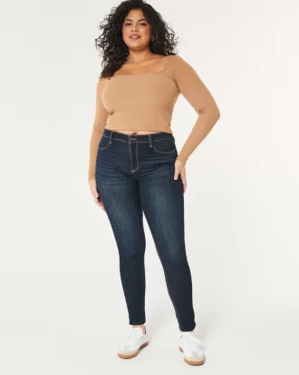 Curvy High-Rise Dark Wash Jean Leggings,Curvy High-Rise Dark Wash Jean Leggings