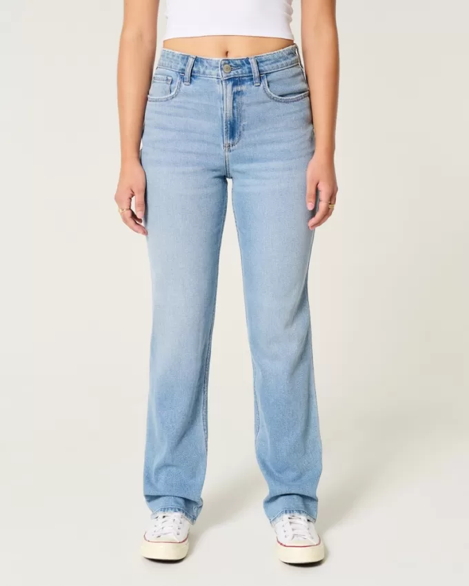 Curvy High-Rise Light Wash Straight Jeans,Curvy High-Rise Light Wash Straight Jeans