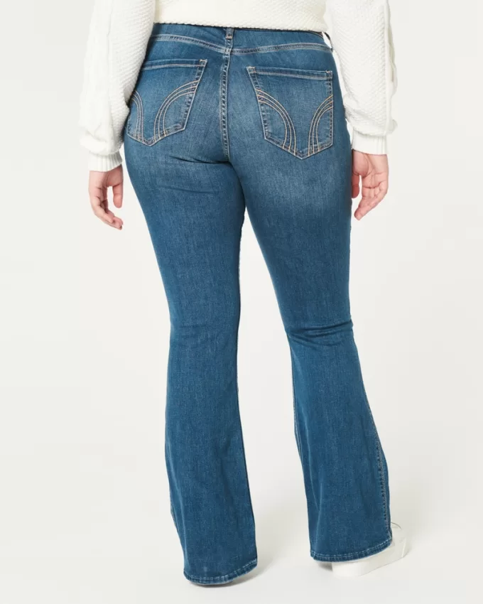 Curvy High-Rise Medium Wash Flare Jeans,Curvy High-Rise Medium Wash Flare Jeans