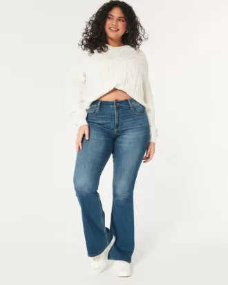 Curvy High-Rise Medium Wash Flare Jeans,Curvy High-Rise Medium Wash Flare Jeans