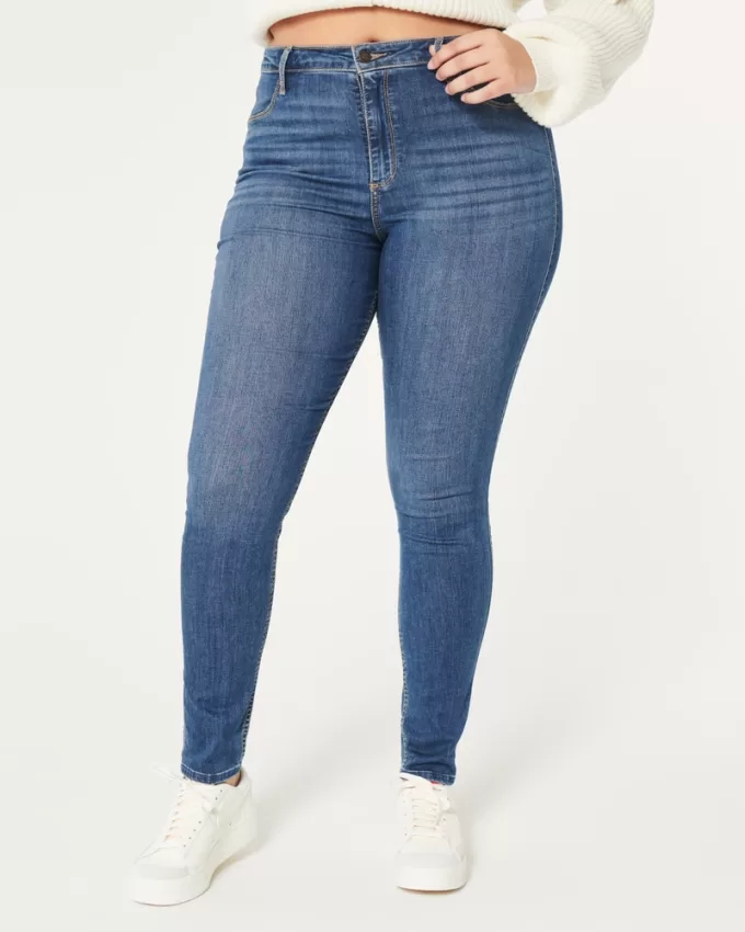 Curvy High-Rise Medium Wash Jean Leggings,Curvy High-Rise Medium Wash Jean Leggings