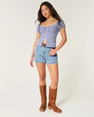 Curvy High-Rise Medium Wash Relaxed Denim Shorts 5″,Curvy High-Rise Medium Wash Relaxed Denim Shorts 5″