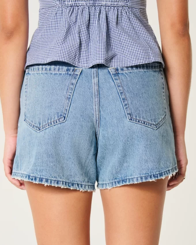 Curvy High-Rise Medium Wash Relaxed Denim Shorts 5″,Curvy High-Rise Medium Wash Relaxed Denim Shorts 5″