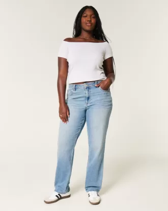 Curvy High-Rise Medium Wash Straight Jeans,Curvy High-Rise Medium Wash Straight Jeans