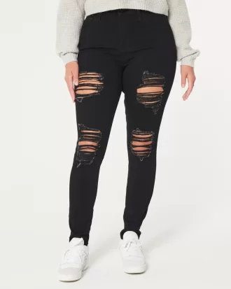 Curvy High-Rise Ripped Black Super Skinny Jeans,Curvy High-Rise Ripped Black Super Skinny Jeans