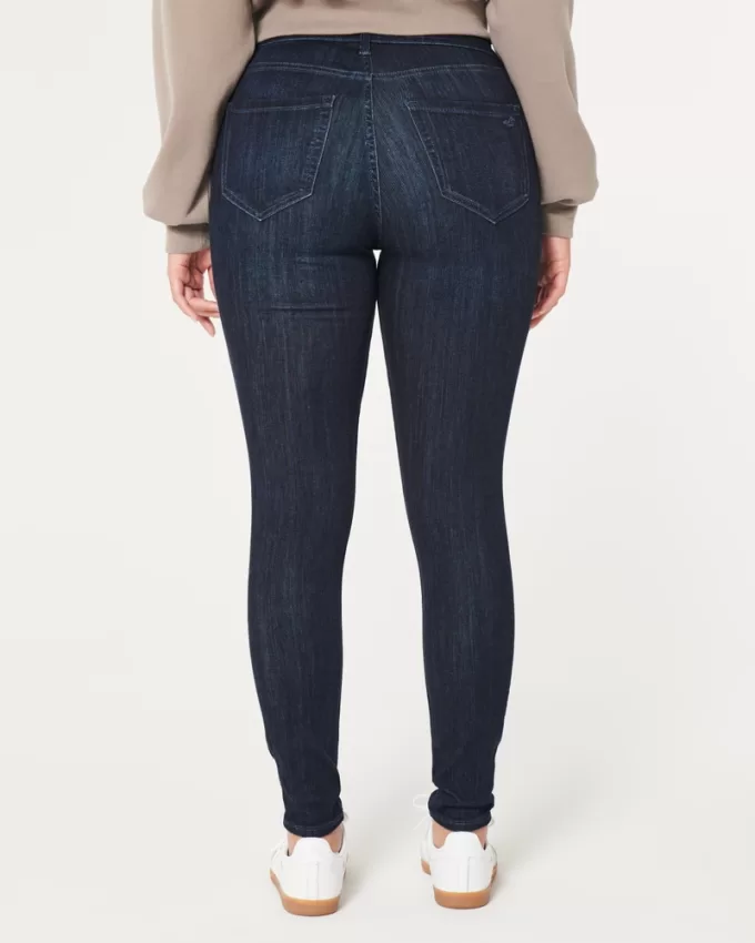 Curvy High-Rise Ripped Dark Wash Jean Leggings,Curvy High-Rise Ripped Dark Wash Jean Leggings