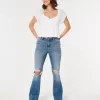 Curvy High-Rise Ripped Medium Wash Flare Jeans,Curvy High-Rise Ripped Medium Wash Flare Jeans