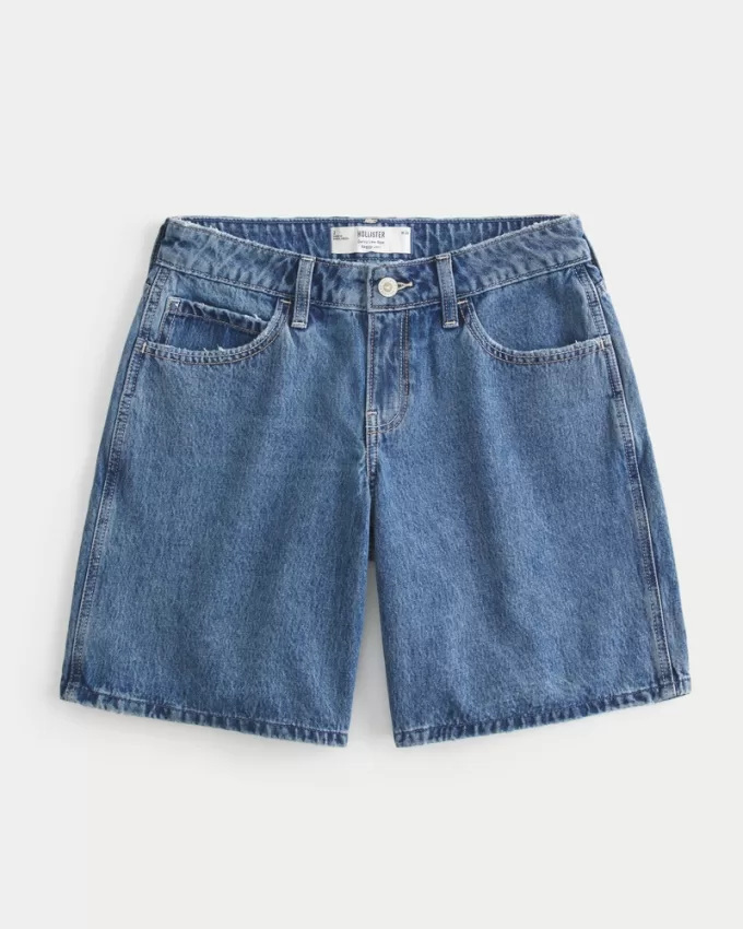 Curvy Low-Rise Dark Wash Baggy Jort,Curvy Low-Rise Dark Wash Baggy Jort