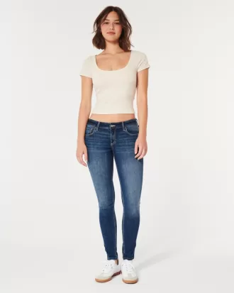 Curvy Low-Rise Dark Wash Super Skinny Jeans,Curvy Low-Rise Dark Wash Super Skinny Jeans