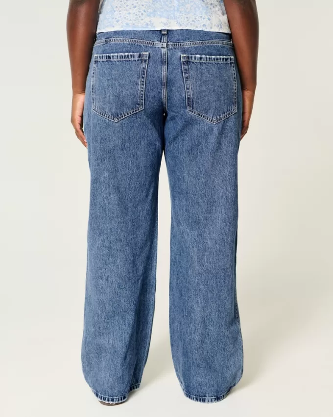 Curvy Low-Rise Medium Wash Baggy Jeans,Curvy Low-Rise Medium Wash Baggy Jeans