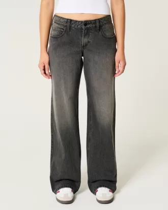 Curvy Low-Rise Washed Black Baggy Jeans,Curvy Low-Rise Washed Black Baggy Jeans