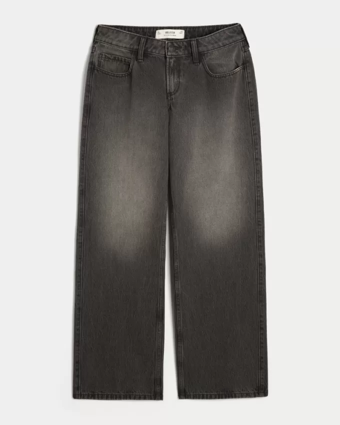 Curvy Low-Rise Washed Black Baggy Jeans,Curvy Low-Rise Washed Black Baggy Jeans