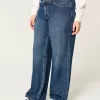 Curvy Mid-Rise Dark Wash Baggy Jeans,Curvy Mid-Rise Dark Wash Baggy Jeans