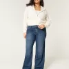 Curvy Mid-Rise Dark Wash Baggy Jeans,Curvy Mid-Rise Dark Wash Baggy Jeans
