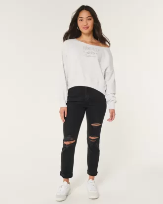 Curvy Ultra High-Rise Ripped Black Mom Jeans,Curvy Ultra High-Rise Ripped Black Mom Jeans