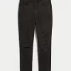 Curvy Ultra High-Rise Ripped Black Mom Jeans,Curvy Ultra High-Rise Ripped Black Mom Jeans