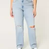 Curvy Ultra High-Rise Ripped Light Wash Dad Jeans,Curvy Ultra High-Rise Ripped Light Wash Dad Jeans
