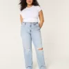 Curvy Ultra High-Rise Ripped Light Wash Dad Jeans,Curvy Ultra High-Rise Ripped Light Wash Dad Jeans