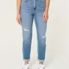 Curvy Ultra High-Rise Ripped Medium Wash Mom Jeans,Curvy Ultra High-Rise Ripped Medium Wash Mom Jeans