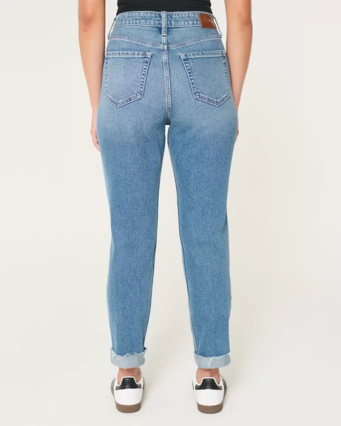 Curvy Ultra High-Rise Ripped Medium Wash Mom Jeans,Curvy Ultra High-Rise Ripped Medium Wash Mom Jeans