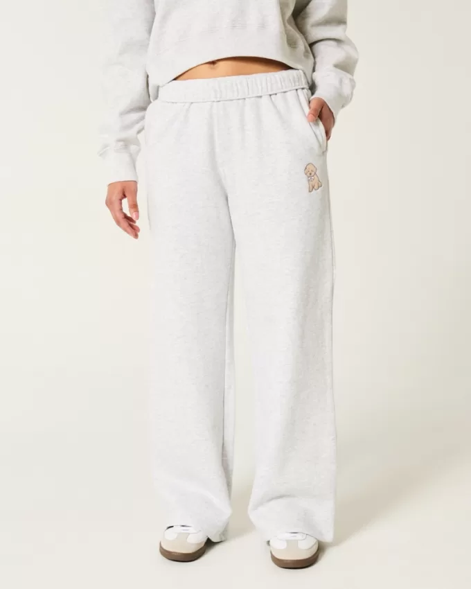 Dog Graphic Wide-Leg Sweatpants,Dog Graphic Wide-Leg Sweatpants