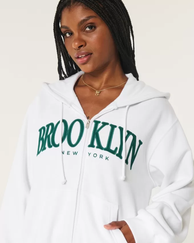 Easy Brooklyn New York Graphic Zip-Up Hoodie,Easy Brooklyn New York Graphic Zip-Up Hoodie
