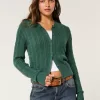 Easy Cable-Knit Crew Cardigan,Easy Cable-Knit Crew Cardigan