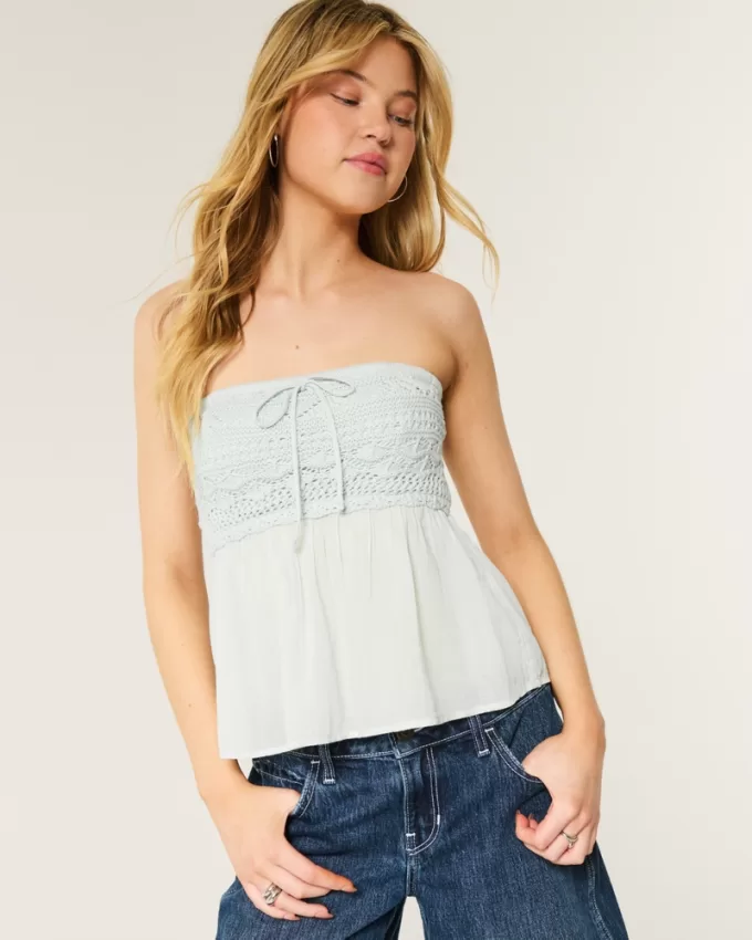 Easy Crochet-Style Babydoll Top,Easy Crochet-Style Babydoll Top