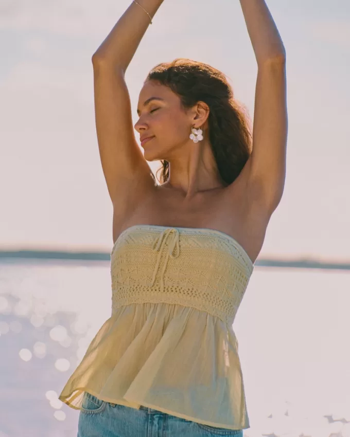 Easy Crochet-Style Strapless Babydoll Top,Easy Crochet-Style Strapless Babydoll Top