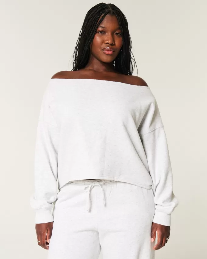 Easy Double Off-the-Shoulder Sweatshirt,Easy Double Off-the-Shoulder Sweatshirt