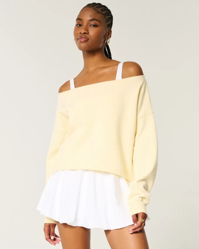 Easy Double Off-the-Shoulder Sweatshirt,Easy Double Off-the-Shoulder Sweatshirt