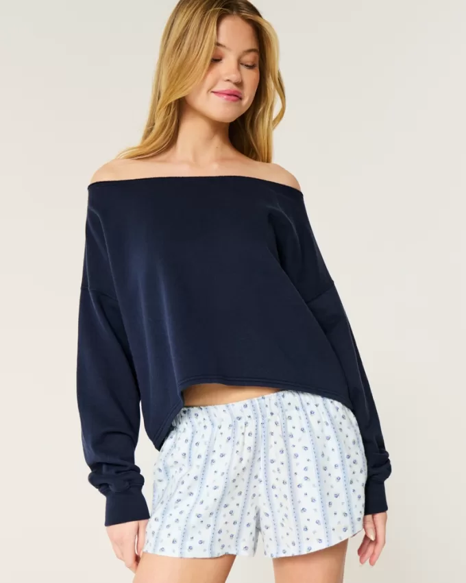 Easy Double Off-the-Shoulder Sweatshirt,Easy Double Off-the-Shoulder Sweatshirt