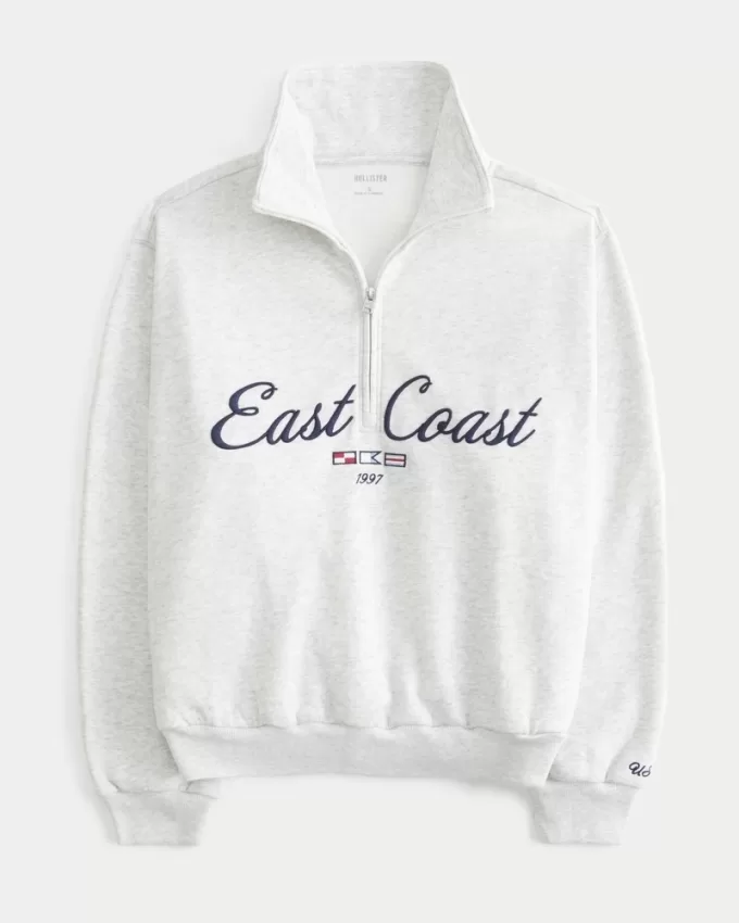 Easy East Coast Graphic Half-Zip Sweatshirt,Easy East Coast Graphic Half-Zip Sweatshirt