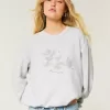 Easy Flower Graphic Crew Sweatshirt,Easy Flower Graphic Crew Sweatshirt