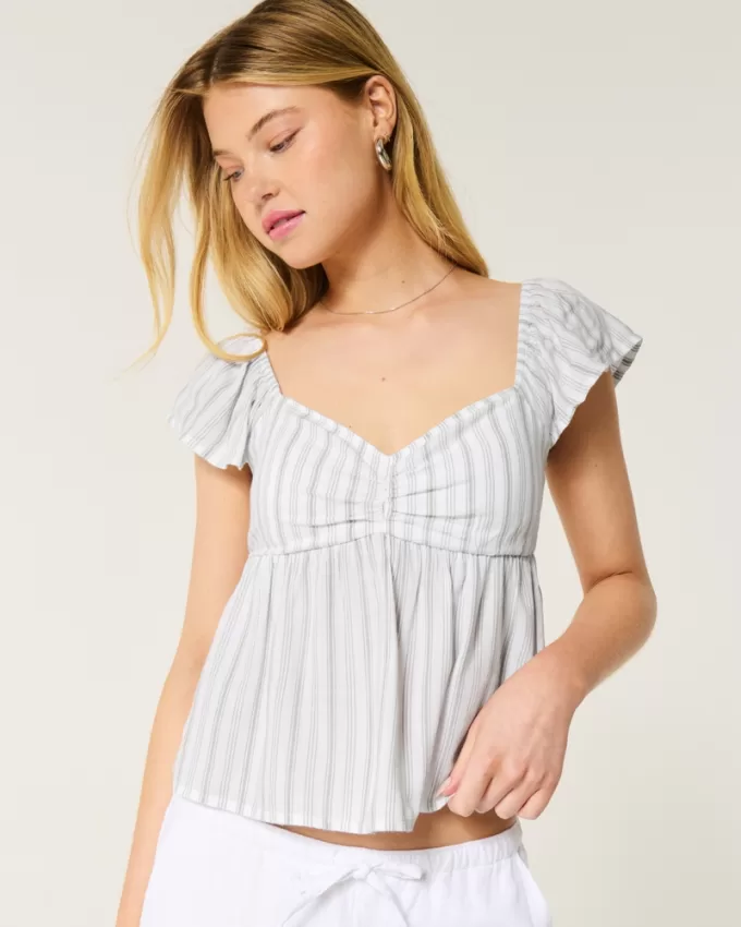 Easy Flutter Sleeve Babydoll Top,Easy Flutter Sleeve Babydoll Top