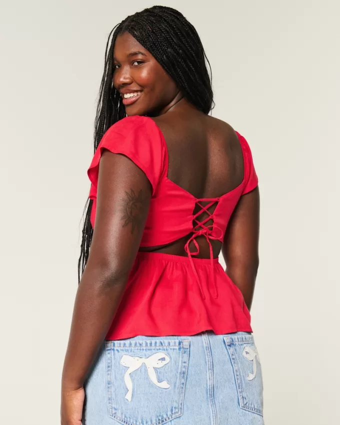 Easy Flutter Sleeve Babydoll Top,Easy Flutter Sleeve Babydoll Top