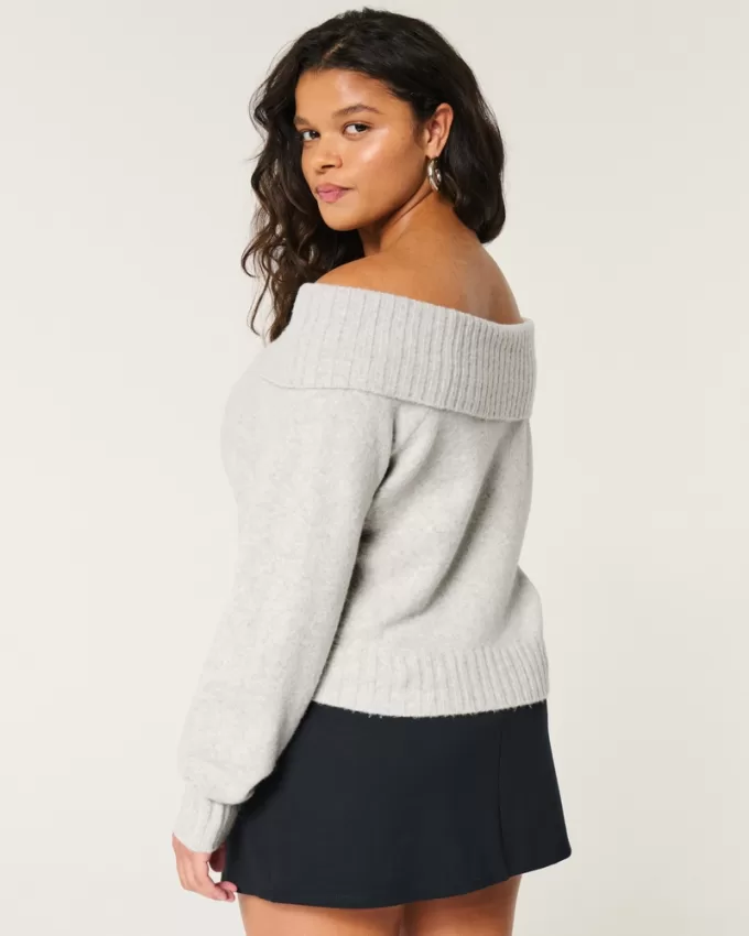 Easy Foldover Off-the-Shoulder Sweater,Easy Foldover Off-the-Shoulder Sweater Easy Foldover Off-the-Shoulder Sweater,Easy Foldover Off-the-Shoulder Sweater