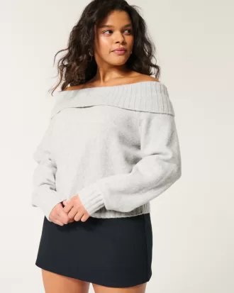 Easy Foldover Off-the-Shoulder Sweater,Easy Foldover Off-the-Shoulder Sweater