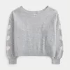 Easy Heart Graphic Off-the-Shoulder Sweater,Easy Heart Graphic Off-the-Shoulder Sweater