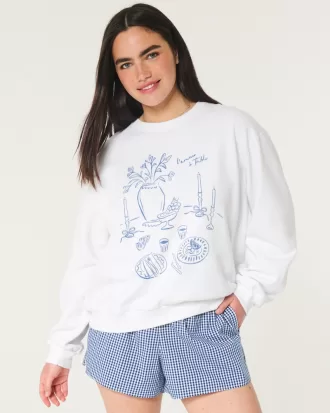 Easy L’Amour à Table Graphic Crew Sweatshirt,Easy L’Amour à Table Graphic Crew Sweatshirt