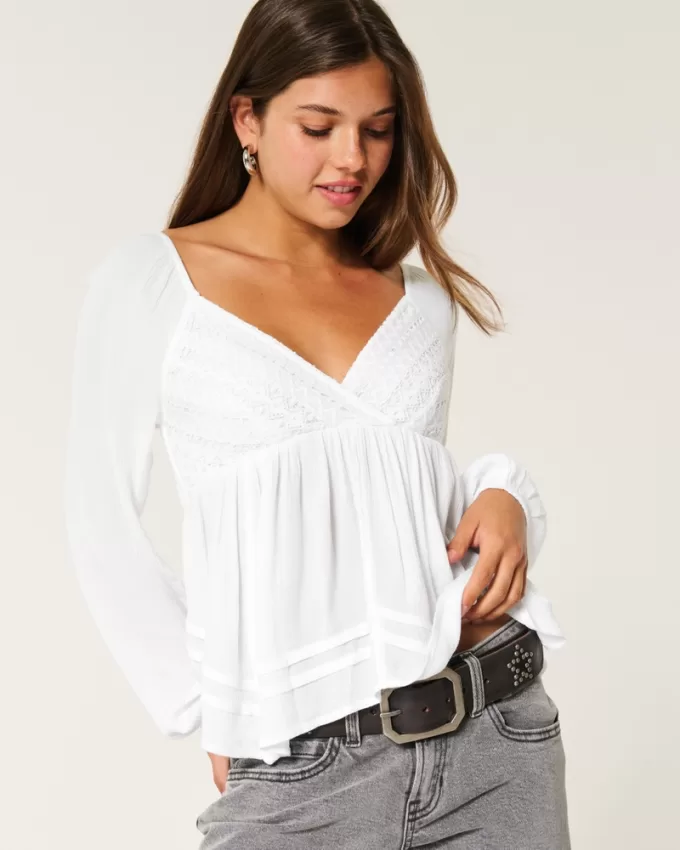 Easy Lace Bust Babydoll Top,Easy Lace Bust Babydoll Top