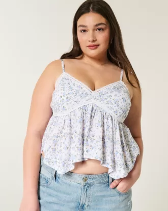 Easy Lace Trim Babydoll Top,Easy Lace Trim Babydoll Top