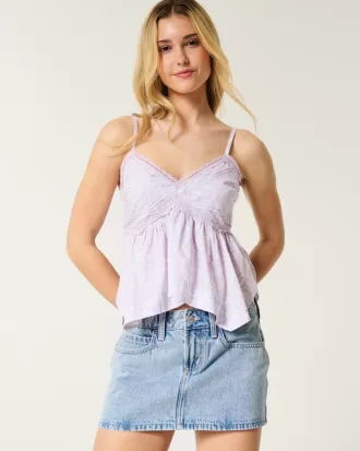 Easy Lace Trim Babydoll Top,Easy Lace Trim Babydoll Top