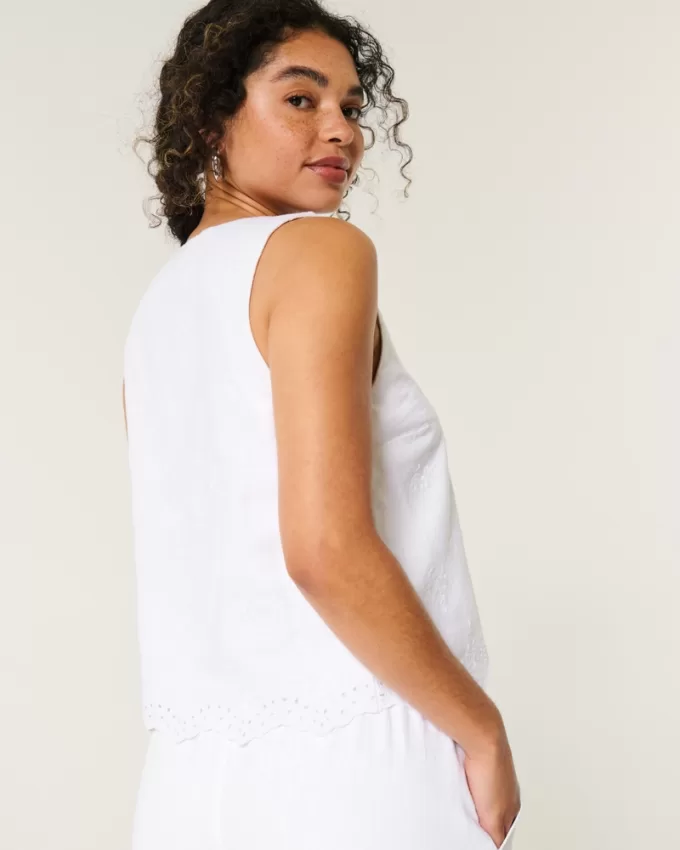 Easy Linen-Blend Tie-Front Vest,Easy Linen-Blend Tie-Front Vest