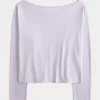 Easy Long-Sleeve Off-the-Shoulder Top,Easy Long-Sleeve Off-the-Shoulder Top