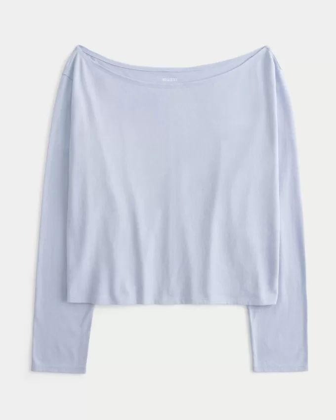 Easy Long-Sleeve Off-the-Shoulder Top,Easy Long-Sleeve Off-the-Shoulder Top