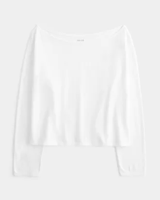 Easy Long-Sleeve Off-the-Shoulder Top,Easy Long-Sleeve Off-the-Shoulder Top
