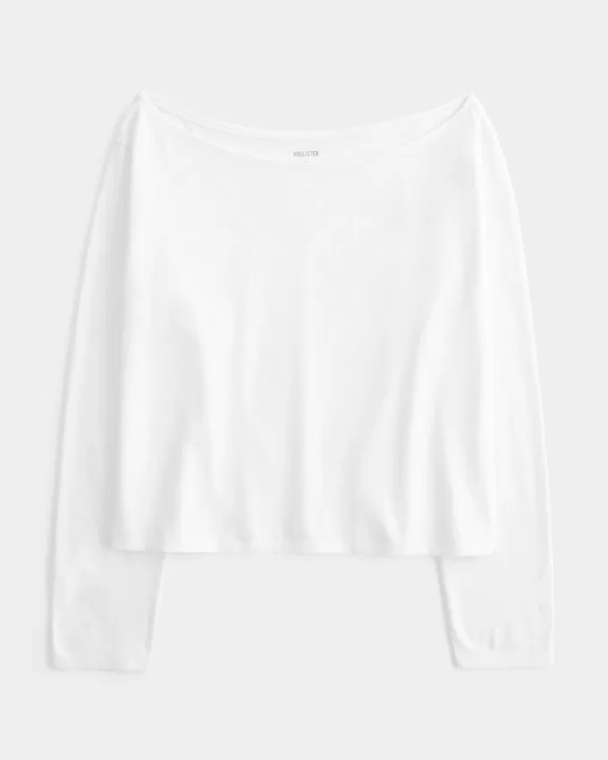 Easy Long-Sleeve Off-the-Shoulder Top,Easy Long-Sleeve Off-the-Shoulder Top